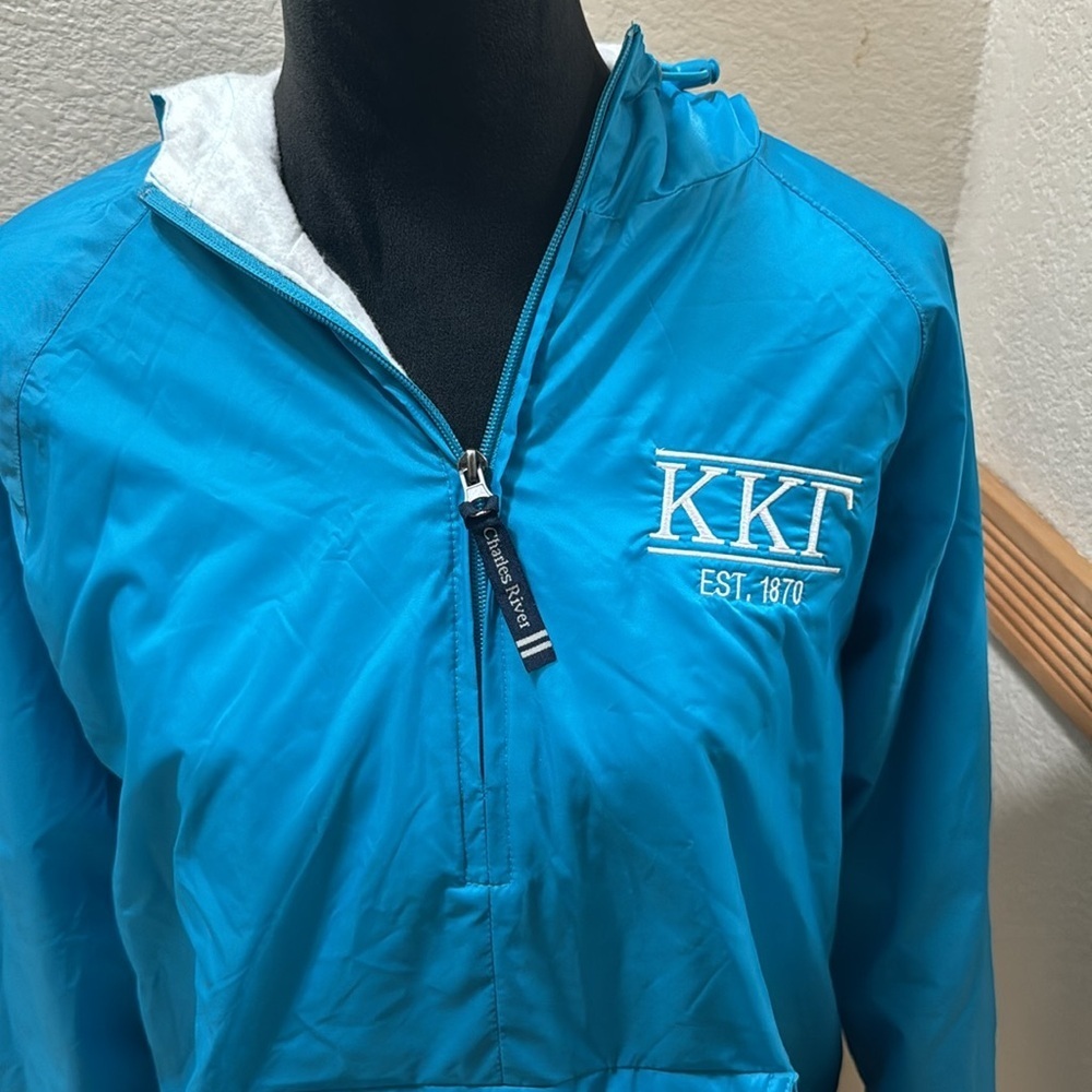 Charles River Apparel Blue Windbreaker with kappa kappa gamma size S - Picture 2 of 10